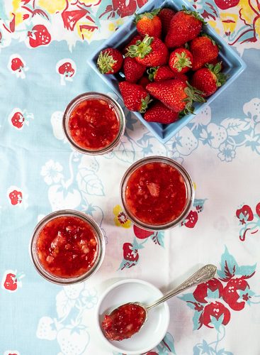 3 jars of strawberry freezer jam