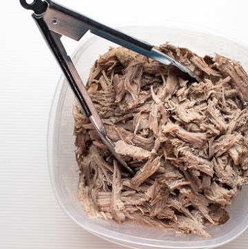 Bowl of pulled pork.