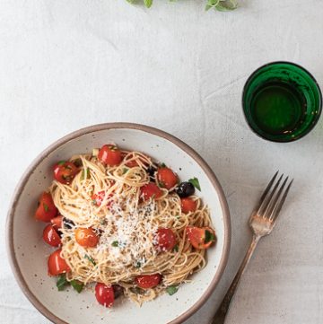 Bowl of pasta puttanesca