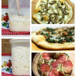 Photo collage showing pizza and dough.