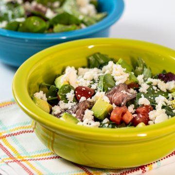 Mexican Steak Salad in a green bowl.