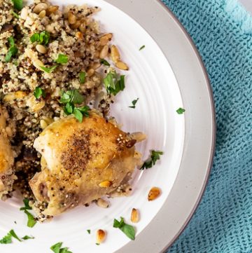 Plate of baked chicken with quinoa
