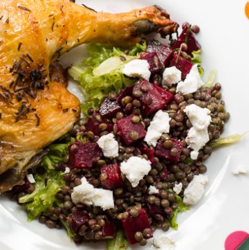 French Lentil Salad with Beets and Goat Cheese