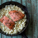 Thyme-rubbed salmon with cauliflower "risotto"