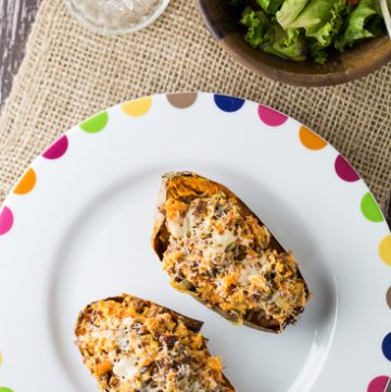 Twice Baked Sweet Potatoes with Leeks and Sausage