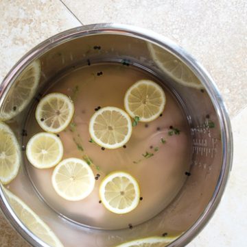 Instant pot with lemon poached chicken