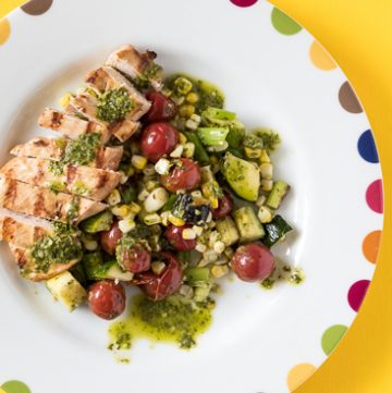 Lime Grilled Chicken with Vegetables and Herb Sauce