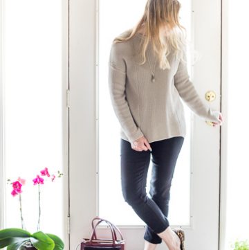 Capsule Wardrobe Neutral Sweater styled slightly dressy