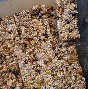 Overhead photo of seeded snack bars.