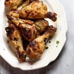 Plate of tandoori chicken.