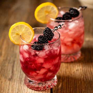 Two Blackberry Bramble cocktails.