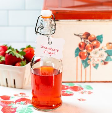 Bottle of strawberry vinegar.