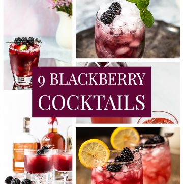 Photo collage of blackberry cocktails.