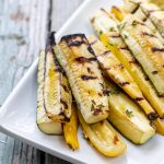 Platter of grilled zucchini.