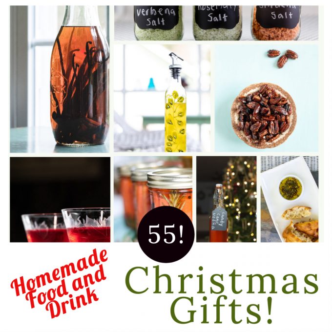 Collage of homemade edible gifts.
