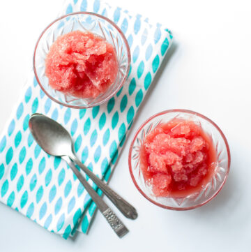 Two bowls of watermelon granita.